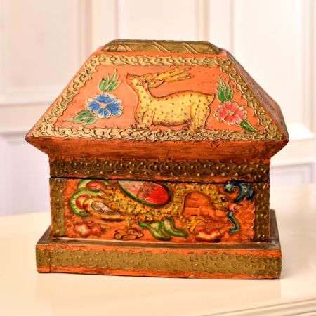 Colourful Wooden Box Engraved with Beautiful Designs